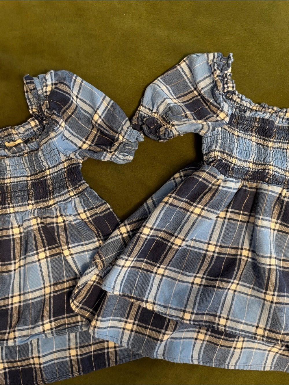 Girls Blue Plaid Smocked Dress - Kids Dresses